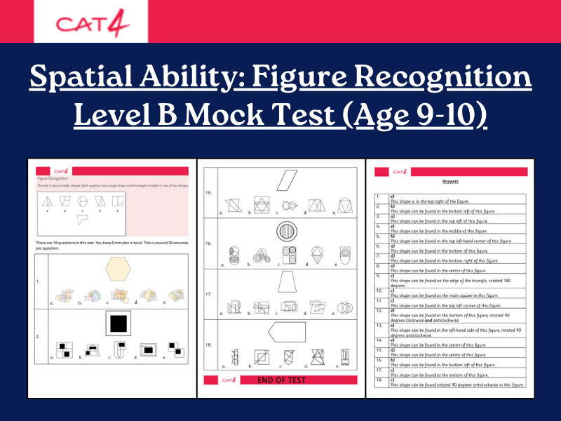 CAT4 Level B Figure Recognition Mock Test | 18 Questions with Answers & Explanations