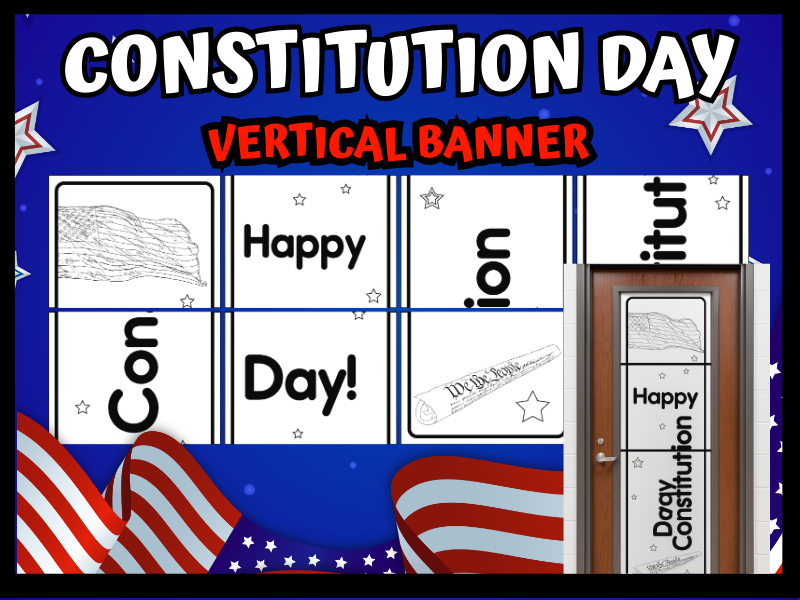 Constitution Day Vertical Banner | Printable Classroom Door Decor
