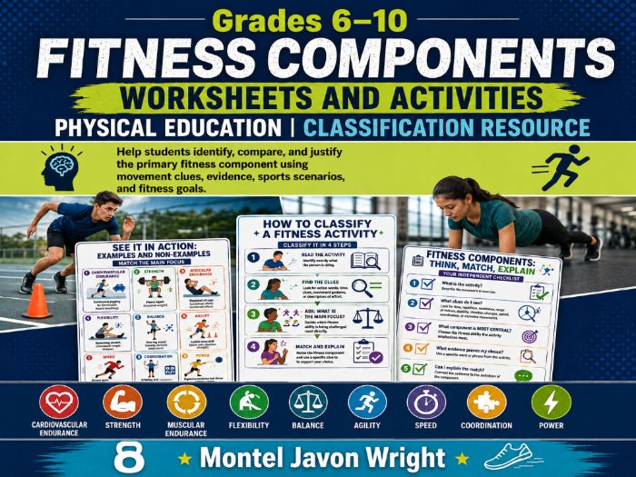 Fitness Components Worksheets & Activities | Grades 6–10 PE | Assessment & Answer Keys