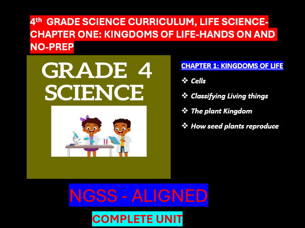 Grade 4 Science Curriculum Life Science -KINGDOMS OF LIFE | NGSS