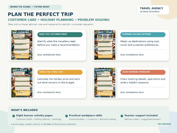 Travel Agency Careers Workbook | Travel & Tourism | KS3 KS4 SEND