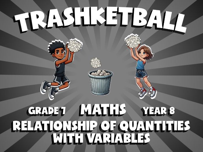Relationship of Quantities with Variables TRASHKETBALL Maths Game | No-Prep Year 8 Review Activity