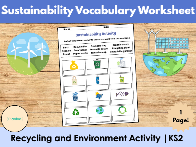 Sustainability Vocabulary Worksheet | Recycling and Environment Activity | KS2