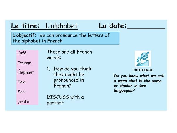 French alphabet Year 7 2 lessons