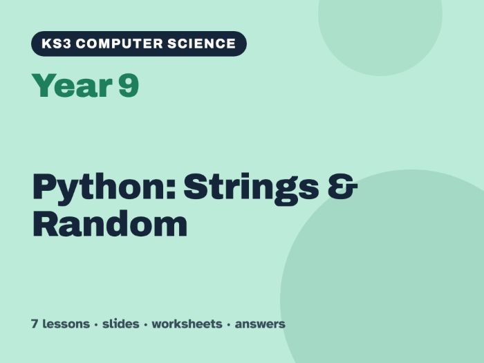 KS3 Computer Science Year 9: Python: Strings & Random – 7 lessons