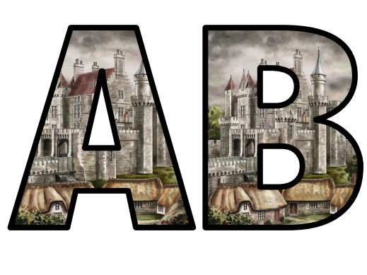 Historical Lettering Display Castle Medieval Times History Lettering Set Display Title Letters ...