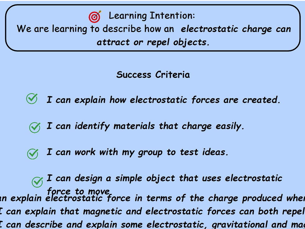 Forces Lesson 5 - Electrostatic and Friction