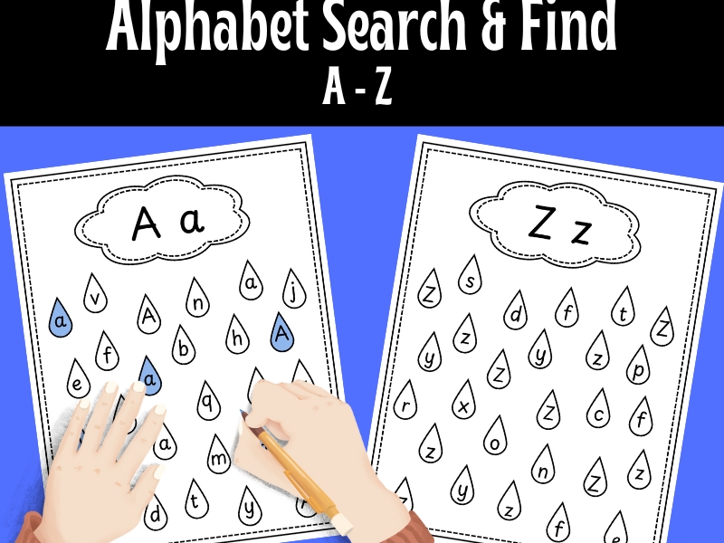 Alphabet Search & Find: A-Z Letter Recognition & Phonics Worksheets