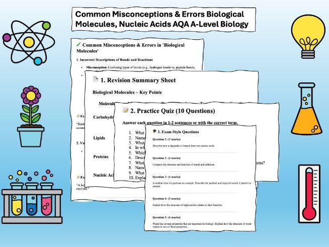 AQA A-Level Biology Revision Common Misconceptions & Practice - Chapters 1 and 2