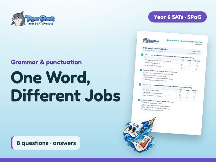 One Word, Different Jobs: KS2 SPaG Worksheet