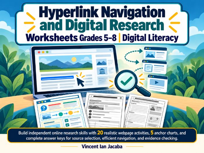 Digital Literacy & Online Research Worksheets | Hyperlink Navigation | Grades 5–8