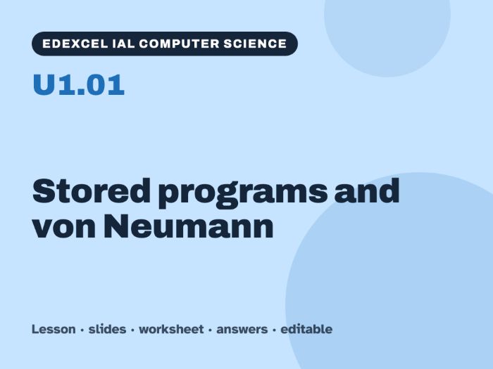 Edexcel IAL Computer Science – U1.01 Stored programs and von Neumann – Lesson & Worksheet