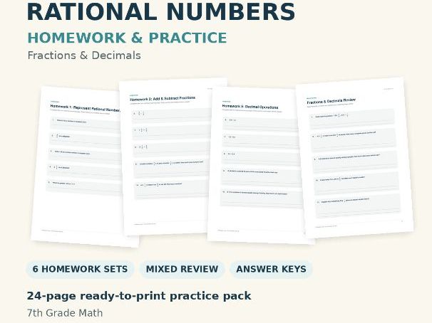 Fractions & Decimals Homework & Answers