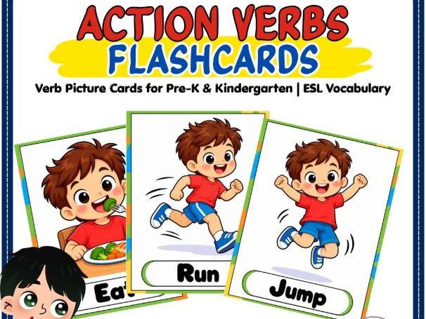Action Verbs Flashcards | Action Words & Vocabulary Picture Cards | KS1 English