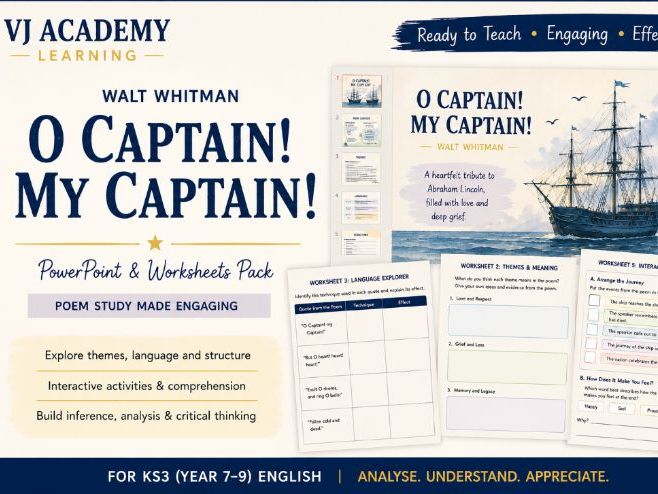 O Captain! My Captain! | English Literature Resource Pack