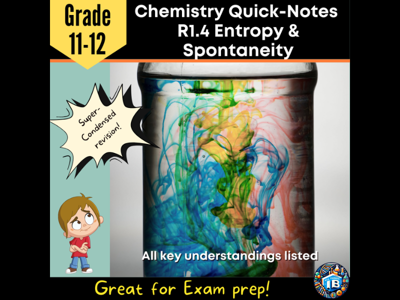 IB DP Chemistry R1.4 Entropy & Spontaneity: Condensed Topic Revision Notes - 2026