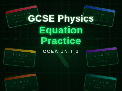CCEA GCSE Physics Unit 1 equation retrieval revision task