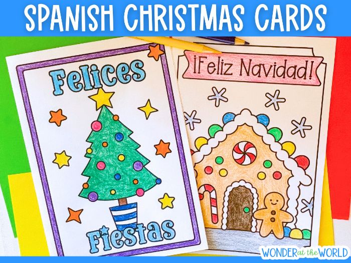 Spanish Christmas cards to colour and write KS2 KS3 Navidad
