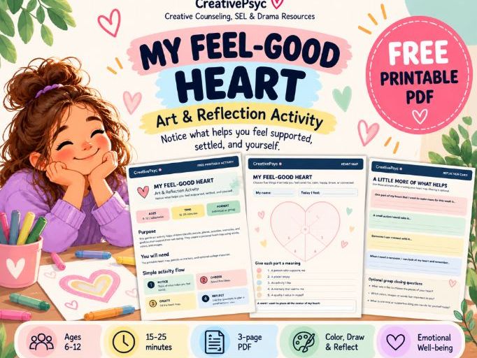 FREE My Feel-Good Heart | SEL Art Activity & Printable Worksheet