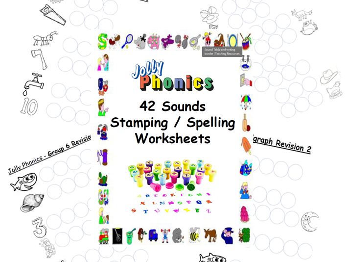 Jolly Phonics 42 Sounds Revision Worksheets (Single Sound & Digraphs Spelling)