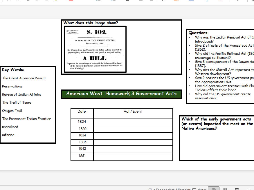 American West. Homework 4-Government Acts