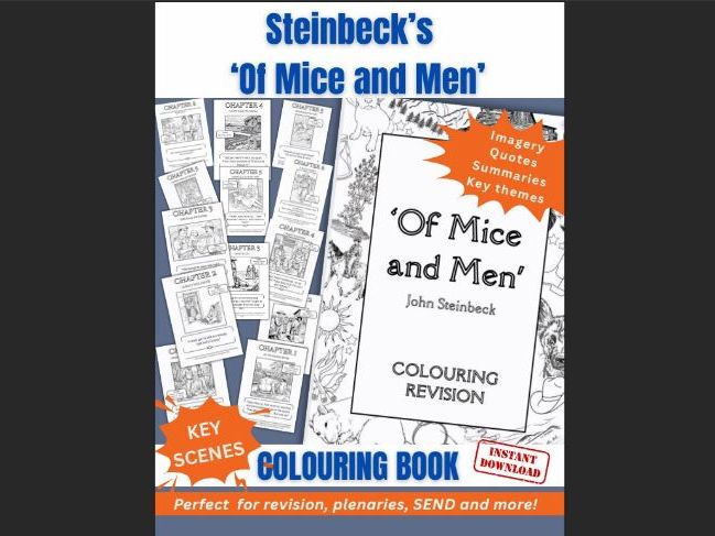 Of Mice and Men | Steinbeck | GCSE & KS3 Colouring Book | Key Scenes, Quotes & Themes
