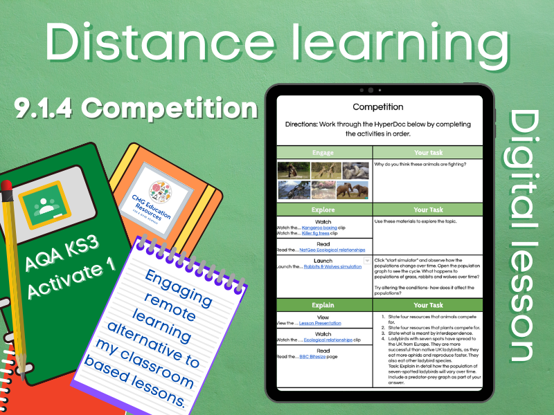 9a Ecosystems Distance learning bundle (AQA KS3 Activate 1
