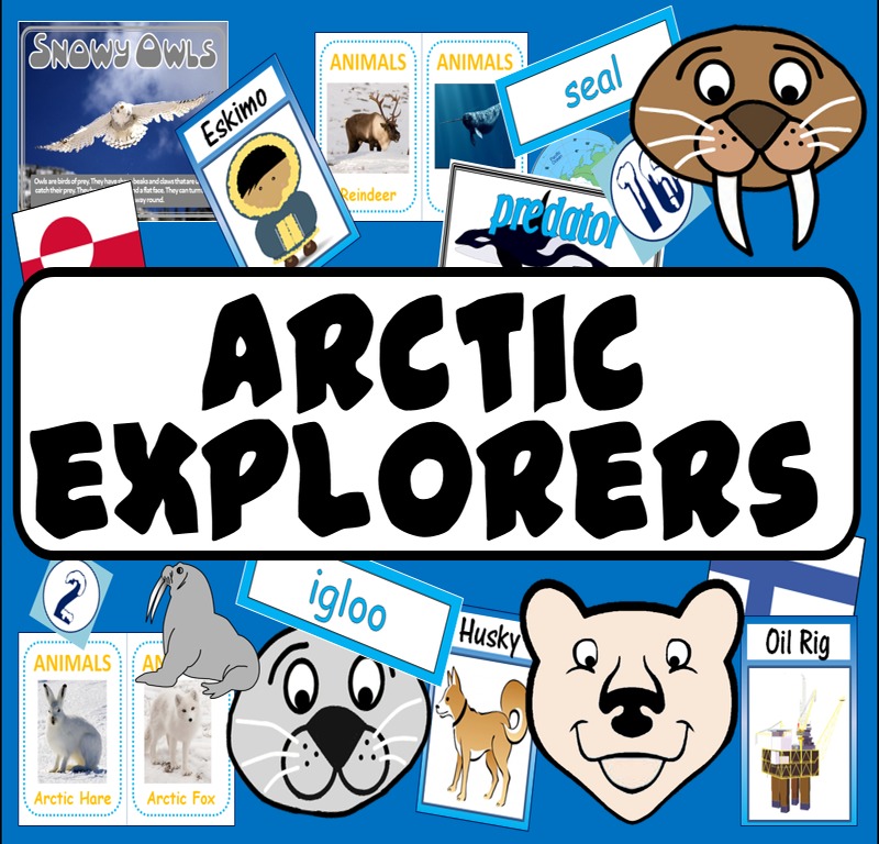 ARCTIC EXPLORERS RESOURCES LITERACY EYFS KS 1-2 ANIMALS ROLE PLAY SCIENCE GEOGRAPHY WEATHER