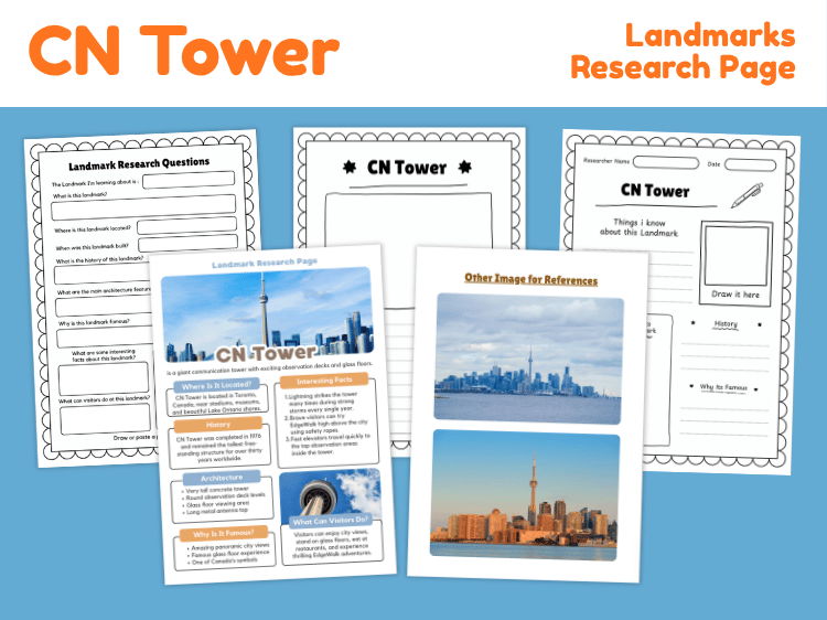 CN Tower Research Project | Famous Landmark Worksheets