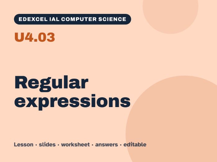 Edexcel IAL Computer Science – U4.03 Regular expressions – Lesson & Worksheet