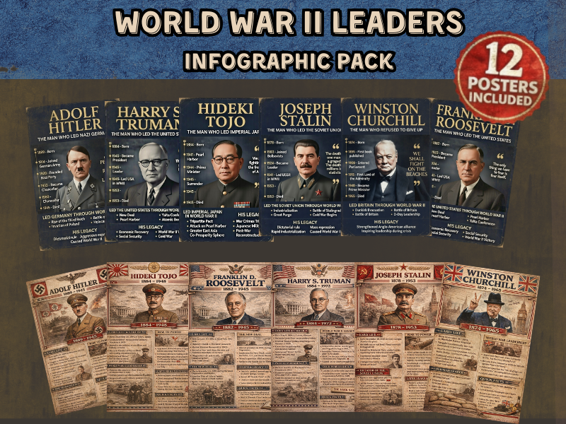 World War II Leaders – History Infographic Poster Pack (GCSE & IGCSE)
