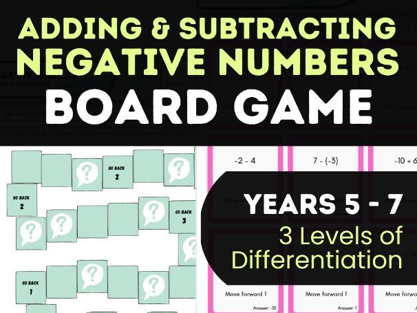 Adding and Subtracting Negative Numbers Board Game
