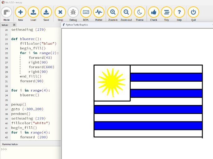 Making flags with Python Turtle and Mu