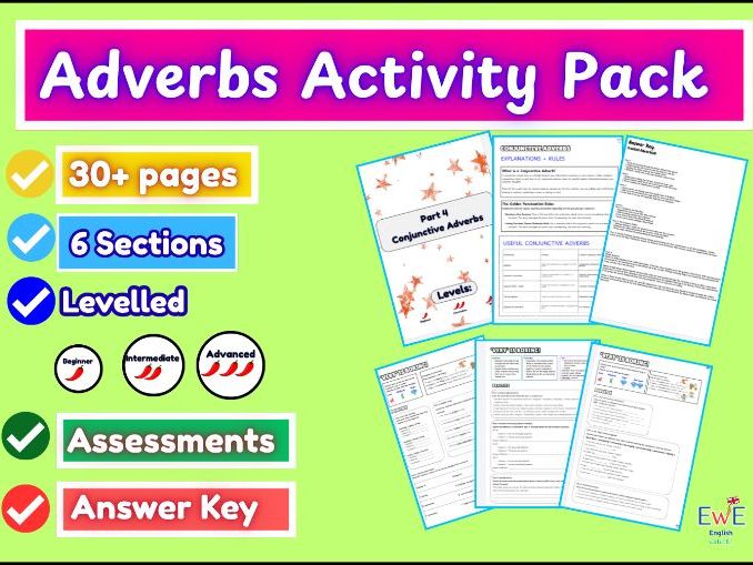 Advanced Adverbs | Fronted Adverbials, Conjunctive Adverbs etc Worksheets