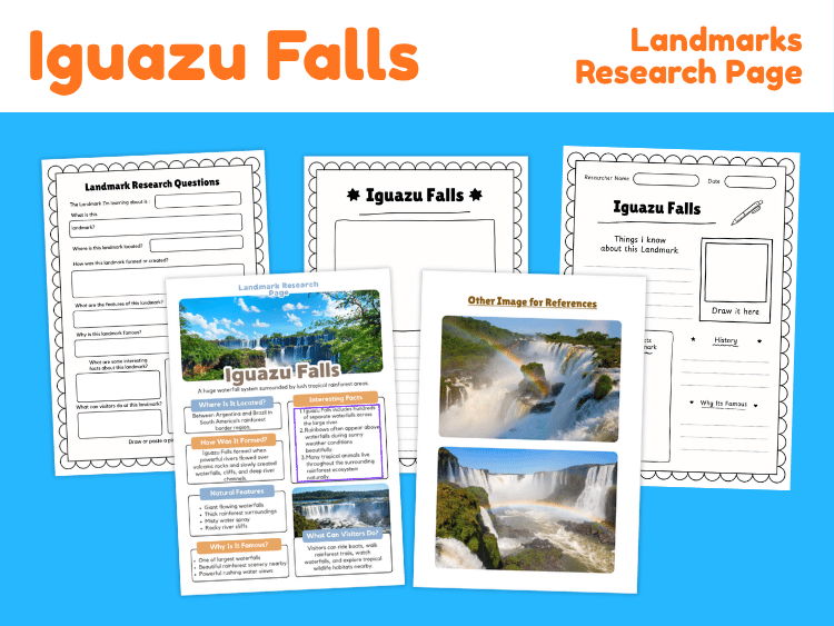 Iguazu Falls Landmark Research Project | Geography Worksheets