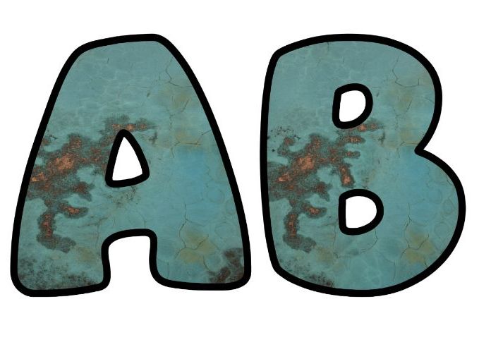Copper Patina Art Classroom Display | Lettering Set | Upper & Lowercase, 0-9 and Signs