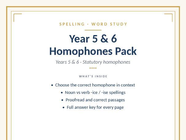 Year 5 and 6 Homophones Pack