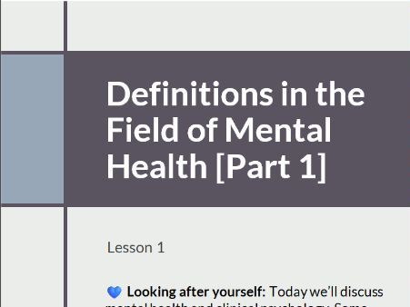Definitions in the Field of Mental Health Lesson Plans & Worksheets | AQA Psychology