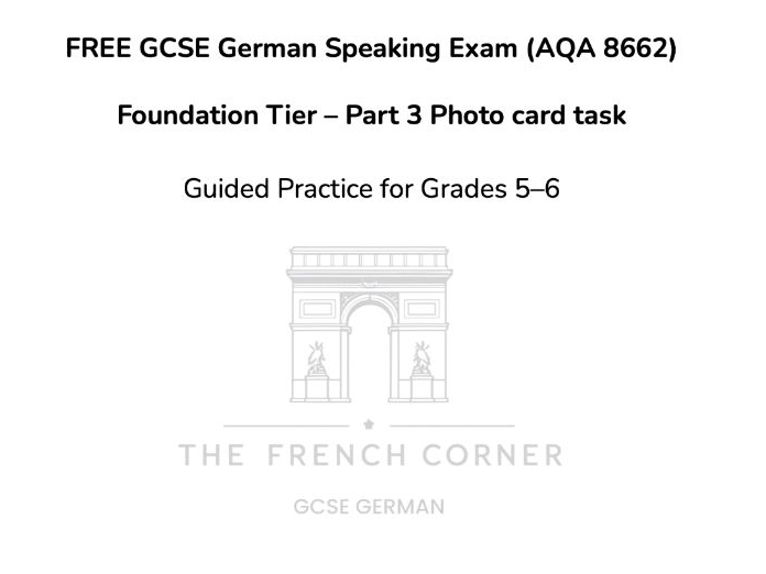 FREE GCSE German Speaking Exam (AQA 8662) Foundation Tier 2026 – Part 3 Photo card task