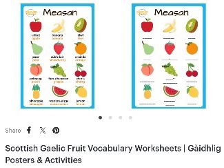 Scottish Gaelic Fruit Vocabulary Worksheets | Gàidhlig Posters & Activities