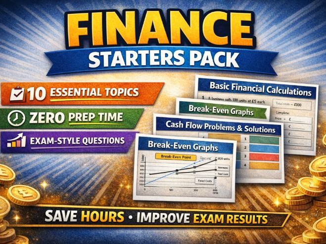 GCSE Business Finance Starters Pack | No Prep | Exam Questions + Answers