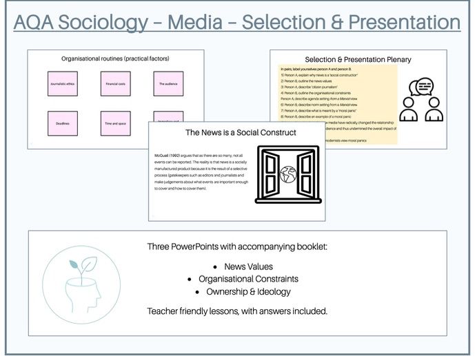 Sociology AQA Media Unit - Selection & Presentation Lesson Pack