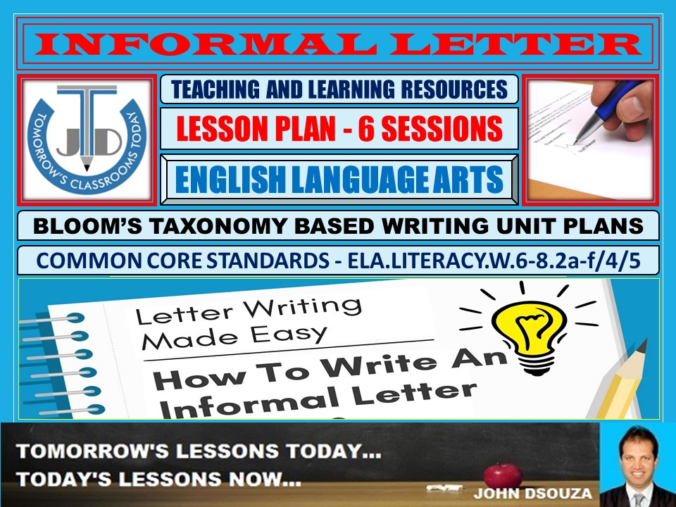 INFORMAL LETTER WRITING LESSON AND RESOURCES Teaching Resources