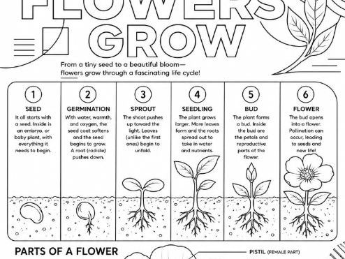 How Flowers and Plants Grow Detailed Colouring Factsheet