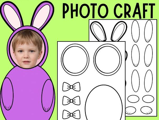 Spring Easter Cut & Paste Craft Bunny Yourself Face Photo Bulletin Board Ideas