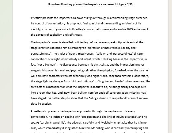 Grade 9 Model Essay Inspector's Power GCSE AQA English