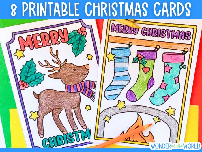 8 Christmas card template printables to colour KS1