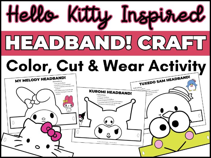 Hello Kitty Headband Craft | 7 Character Templates