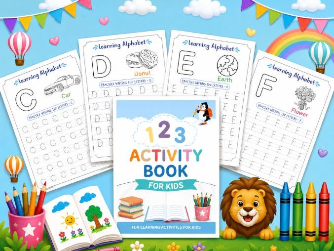 Cursive Handwriting Practice Worksheets, Tracing Lines, Shapes, and Alphabets.