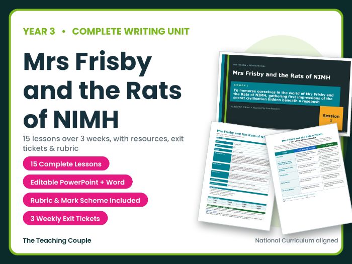 Mrs Frisby and the Rats of NIMH | Year 3 English Unit | 15 Complete Lessons + Resources